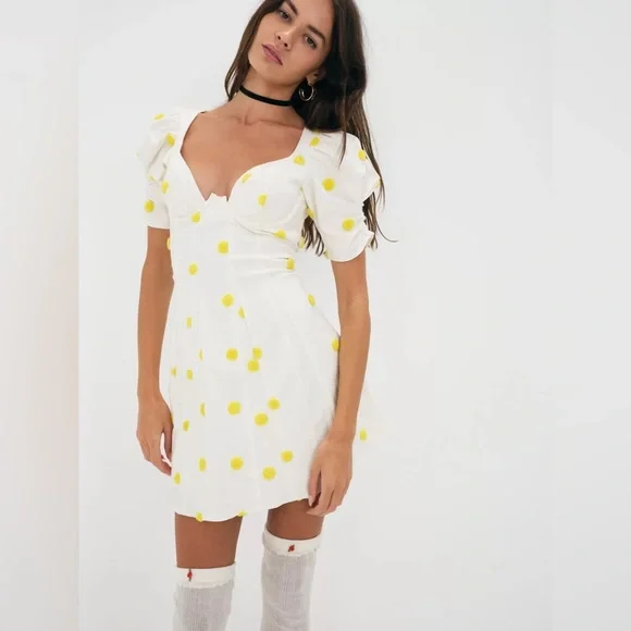 For Love & Lemons 🍋 Claude Mini Dress White, NWT - Picture 1 of 4